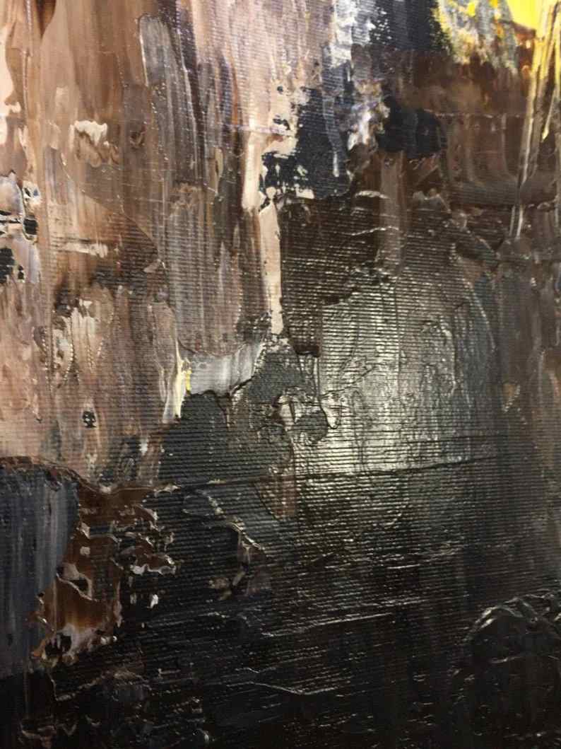 Brown Paintings Black Yellow Abstract Canvas Artwork QW61K wall art